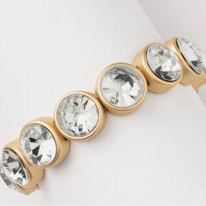 Plunder Britta Matte Gold & Rhinestone Stretch Bracelet Cuff